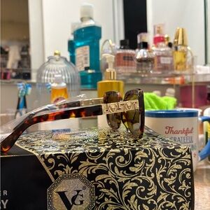 Tortoise Shell Sunglasses with Gold Accents